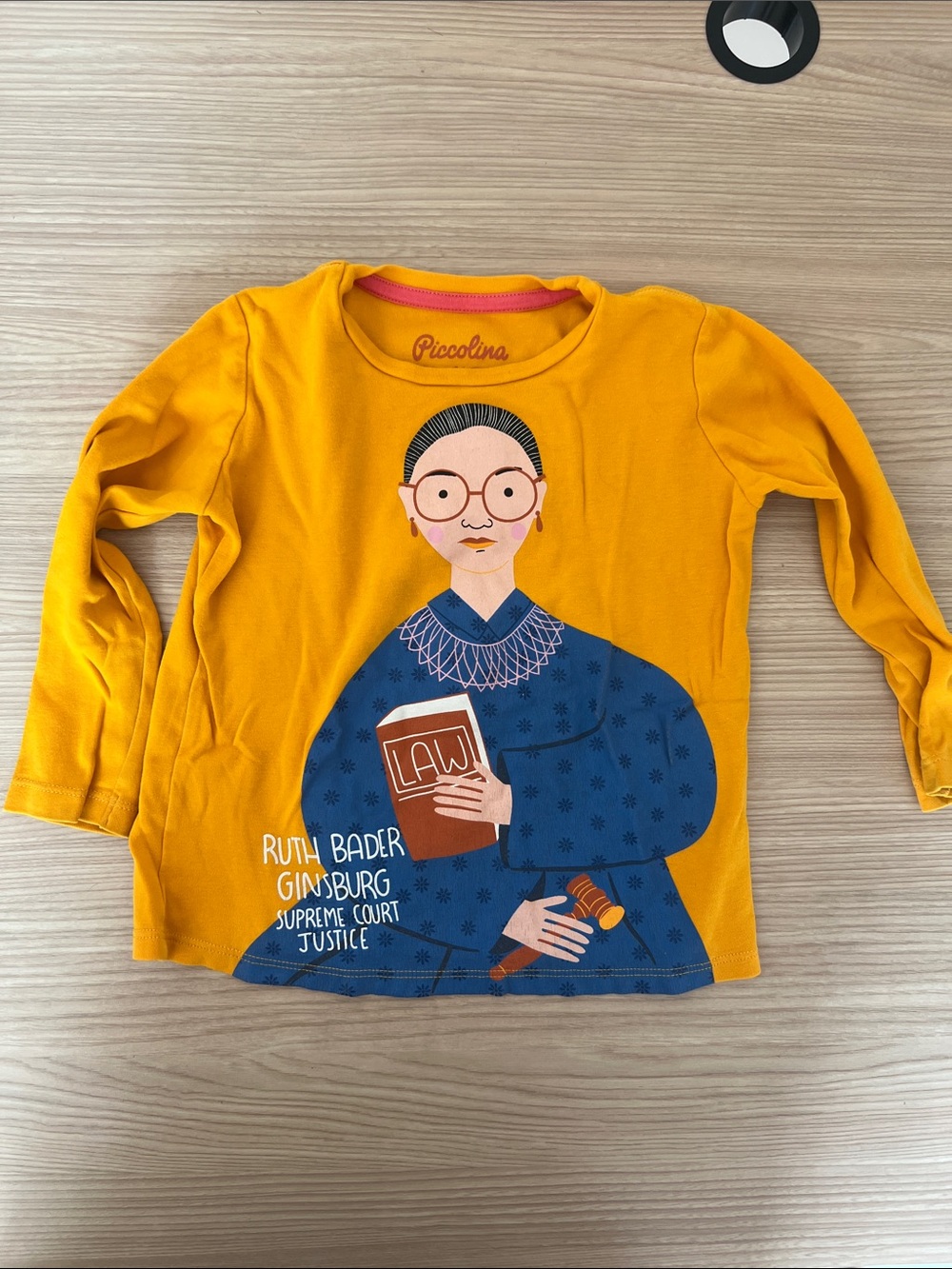 Girls' Long-Sleeve Ruth Bader Ginsburg Graphic Tee - Mustard
